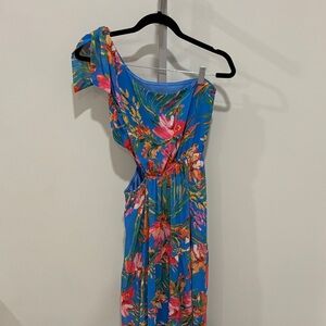 Flying Tomato Vibrant Floral One-Shoulder Dress